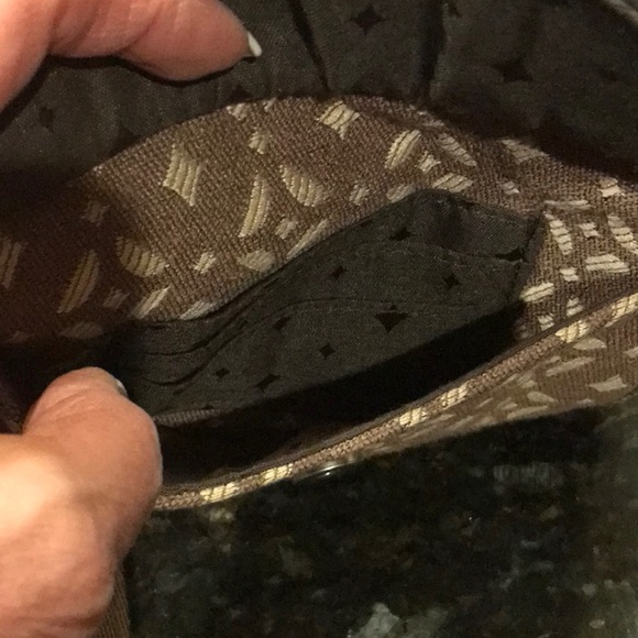 Fossil Brown Leather and Cloth Crossbody Bag Small Size - Picture 5 of 6